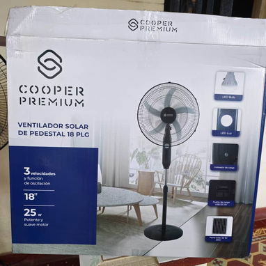 Ventilador recargable marca Cooper Premiun De 16 y 18 pulgadas con panel solar - Img 122237534