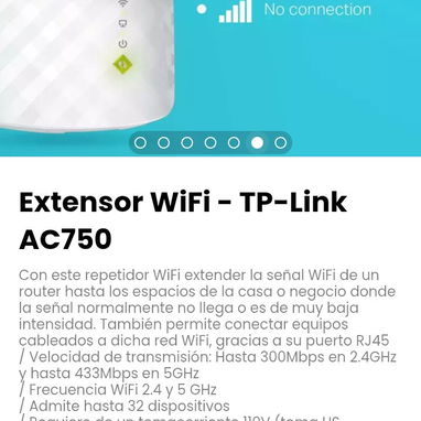 Extensor WiFi - TP-Link AC750. Extiende la señal WiFi de un router hasta los espacios de la casa donde no llega la señal - Img 123080591