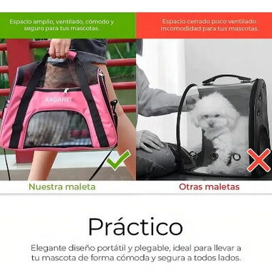 Transportadora para Perros y Gatos pequeños y medianos nuevo a estrenar color rosado y negro - Img 126485305