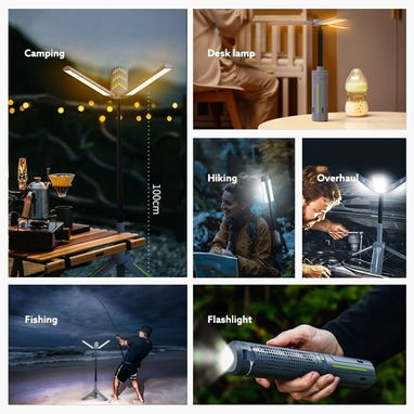 Lámpara Linterna LED Telescópica Wason 1000 Lúmenes Recargable y Regulable con Soporte - 6/6