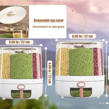 Dispensador Hermético de Gran Capacidad con Ventana Transparente para Almacenar Arroz y Granos, - Img 124966332
