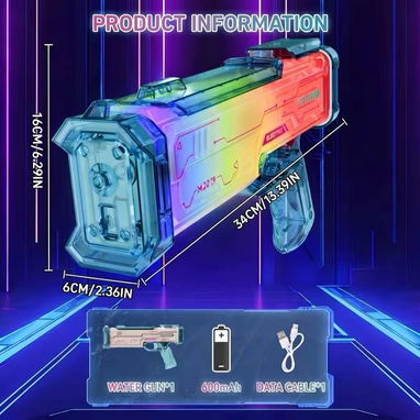 Juguete Pistola de Agua Eléctrica de Alta Presión con Luces LEDD 48 usd - 3/9