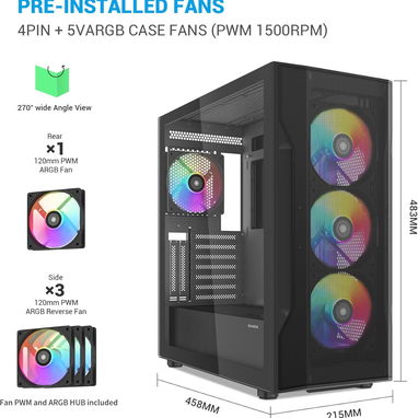 Chasis para PC ATX de torre media SAMA S40 - Diseño de malla de alto flujo de aire, ventiladores ARGB 52815418 - Img 122558548