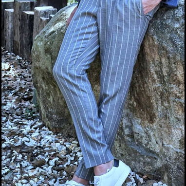 Pantalon de lino , pantalón de listas , camisas blanca de lino , ropa de lino , conjunto de lino , pantalón beige de lin - Img 94021231