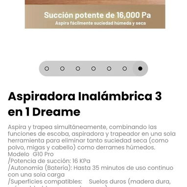Aspiradora Inalámbrica 3 en 1 Dreame. Combina las funciones de escoba, aspiradora y trapeador en una sola herramienta - 7/7