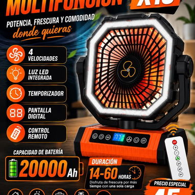 Ventiladores recargables F6 X13 X11 FX13 con garantía y baterías Life Po4 de 12.8v 100Ah - 3/4