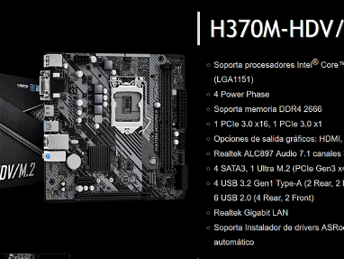 KIT 9NA ASROCK H370M-AR2.0+CPU PENTIUM 54OO (4 HILOS)+4 RAM DISIPADAS - Img main-image-45603990