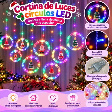 Cortina de luces led con adornos de navidad - 2/2