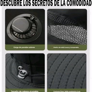 Sombrero con ventilador y panel solar - 4/5