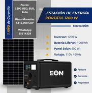 Estación de energía portátil 1200W con Panel Solar, un año de garantía. Propiedad, Factura y Slip de compra - Img 50361375