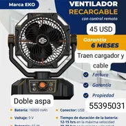 Ventilador recargable Eko doble aspa, trae cargador y cable, hecha bastante aire - Img 55393268