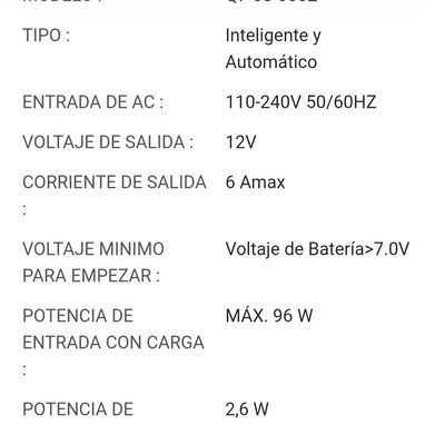 CARGADOR DE BATERÍA Inteligente 12V / 6A - 100AMP Q7 - Img 126070500