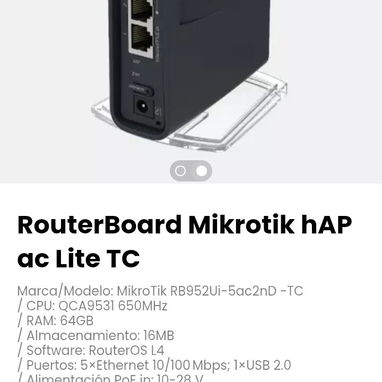 RouterBoard Mikrotik hAP ac Lite TC Marca/Modelo: MikroTik RB952Ui-5ac2nD -TC - Img 124979429