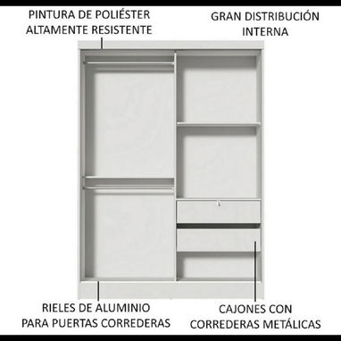 Closet de 2 puertas con espejo y gavetas importados nuevos en cajs - 4/4