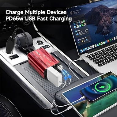 ⚡ Inversor 12V a 110V FSATBTNE 65W Para Carro | Carga Laptop, Teléfono y Más | Compacto y Seguro ⚡ Envío + Garantía - Img 107987212