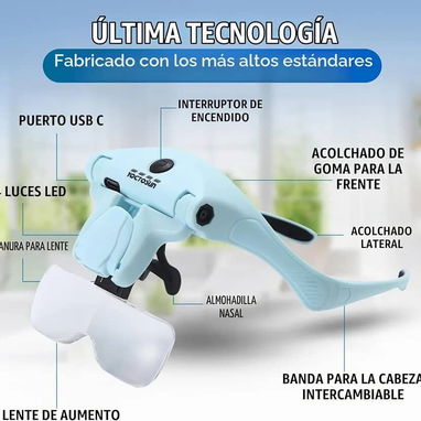 🔍 LUPA DE CABEZA CON LUZ LED Y 5 LENTES INTERCAMBIABLES - YOCTOSUN (NUEVA) - 5/5