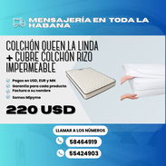 ✅ Colchón Queen La Linda Blanco ✅ Cubre Colchón Rizo Impermeable 150 x 200 cm  💲 Precio de oferta: 220 USD - Img 56082693