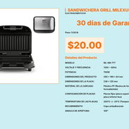 Milexus Grill para Sándwiches 700W Dimensiones 250x199 VPT#-0500 - Img 55672572