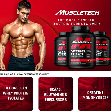 Nitrotech Muscletech 4lb (40-44serv) 30gr protena + 3gr Creatina Monohidratada - Img 117394475