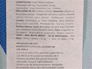Tengo TABLETAS ANTIPARASITARIAS PARA SU MASCOTA CANIVET TAB DE AMPLIO ESPECTRO, info completa en el anuncio - Img 68517644