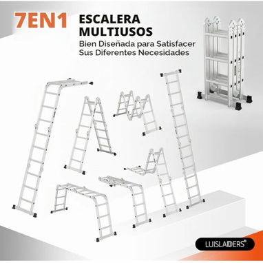 Escalera plegable Extensión de aluminio multiusos 7 en 1 escalón resistente combinación EN 131 estándar (12.5 pies)🇮🇱 - 7/9