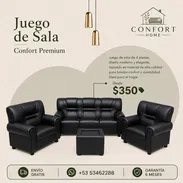 Set tapizado negro con sofá, sillones y mesita Confort Home - Img 55301604