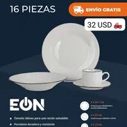 Set de Vajilla de Porcelana con Linea, 16 piezas Marca EÒN* - Img 57082377