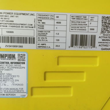 Vendo Generador eléctrico "Shampion", 4000W de salida, alimenta toda la casa. Nuevo, solo se probó su funcionamiento. - Img 108857909