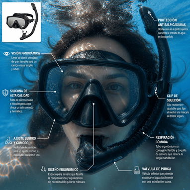 Set de buceo con máscara de cristal/ 3 modelos/cristal polarizado - Img 122825585
