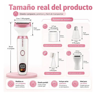 DEPILADORA RASURADORA CORPORAL 5 EN 1 - 9/10