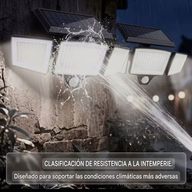 Lámpara Solar Exterior Con Sensor De Movimiento 3 Cabezales Ajustables IP65 Para Seguridad - 3/8