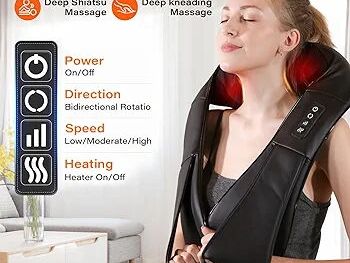 Masajeador de cuello Shiatsu, masajeador eléctrico de cuello y espalda con calor, almohada de masaje 3D para cuello, - Img 69097705