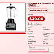 LICUADORA VASO DE VIDRIO RUDEN . - Img 57565156