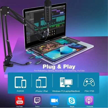 ZealSound k66s - Micrófono de podcast con brazo USB-C 🌐 - Img 127568154