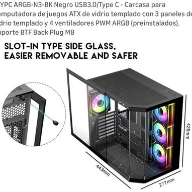 Chasis ATX de vidrio templado y 4 ventiladores - Img 107347151