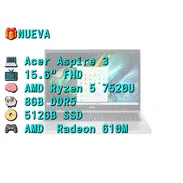 LAPTOP 🎁NUEVA📦CAJA, Acer Aspire 3 (AG15-21PT-R79L), 15.6" FHD IPS Tactil, AMD Ryzen 5 7520U, 8GB DDR5, 512GB SSD, 10H - Img 57612012