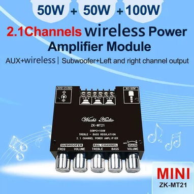 Amplificador Bluetooth ZK-MT21 de 2.1 canales + adaptador transformador ... Nuevo - Img 116712819