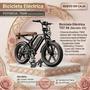 Bicicleta Eléctrica TST X6 750W 48V 15Ah 20x4 Fat Tire Con Rack Y Candado Negro - Img 57384716