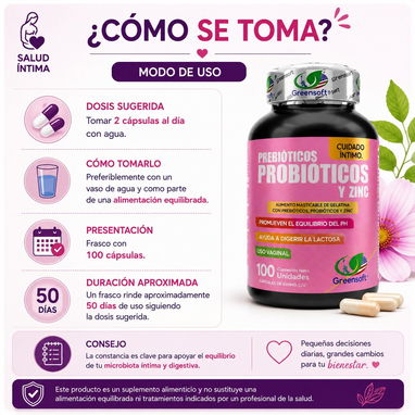 Probióticos + Prebióticos + Zinc para el cuidado íntimo femenino - Img 125911277