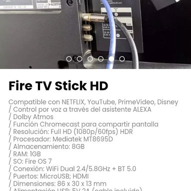 Fire TV Stick HD. Compatible con NETFLIX, YouTube, PrimeVideo, Disney. Nuevo - Img 110199598
