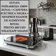 ESTUFA INFRARROJA 1500W ROYAL + CAFETERA ELÉCTRICA NEGRA + MINIPROCESADOR DE ALIMENTOS ROYAL, ENTREGA DE FACTURA - Img 55213335