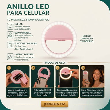 🛍️ luz led para camara de celular, aro de luz - 2/2
