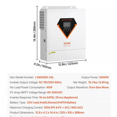 Inversor Híbrido VEVOR 3000W (6000W Pico) - 2/2