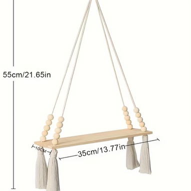 Estantes de 2 piezas, de madera y cuerda - Img 124350400