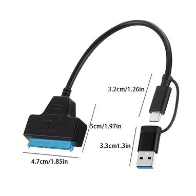 🔌 Cable Adaptador SATA a USB 3.0 / USB‑C – HDD y SSD 2.5" Color: Negro - Img 126136811