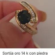 Anillo Zafiro y diamantes, oro 14 k - Img 55352031