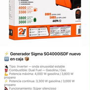Generador Sigma SG4000iSDF DualFuel Inverter 4000W Nuevo en caja - Img 57102906