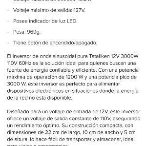Inverter 12v-110v poco 3000w -nominal 1200 w - 2/2
