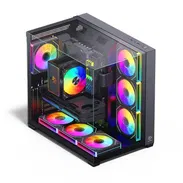 SET DE CHASIS CON CRISTAL TEMPLADO CON 7 FANES ARGB CS015 PRO NEGRO - Img 58217334