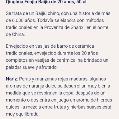 15% OFF...Disfruta una nueva experiencia con Fenjiu 20 Años Azul Y Blanco 43% Baijiu | Qinghua 500ml - Img 121235099
